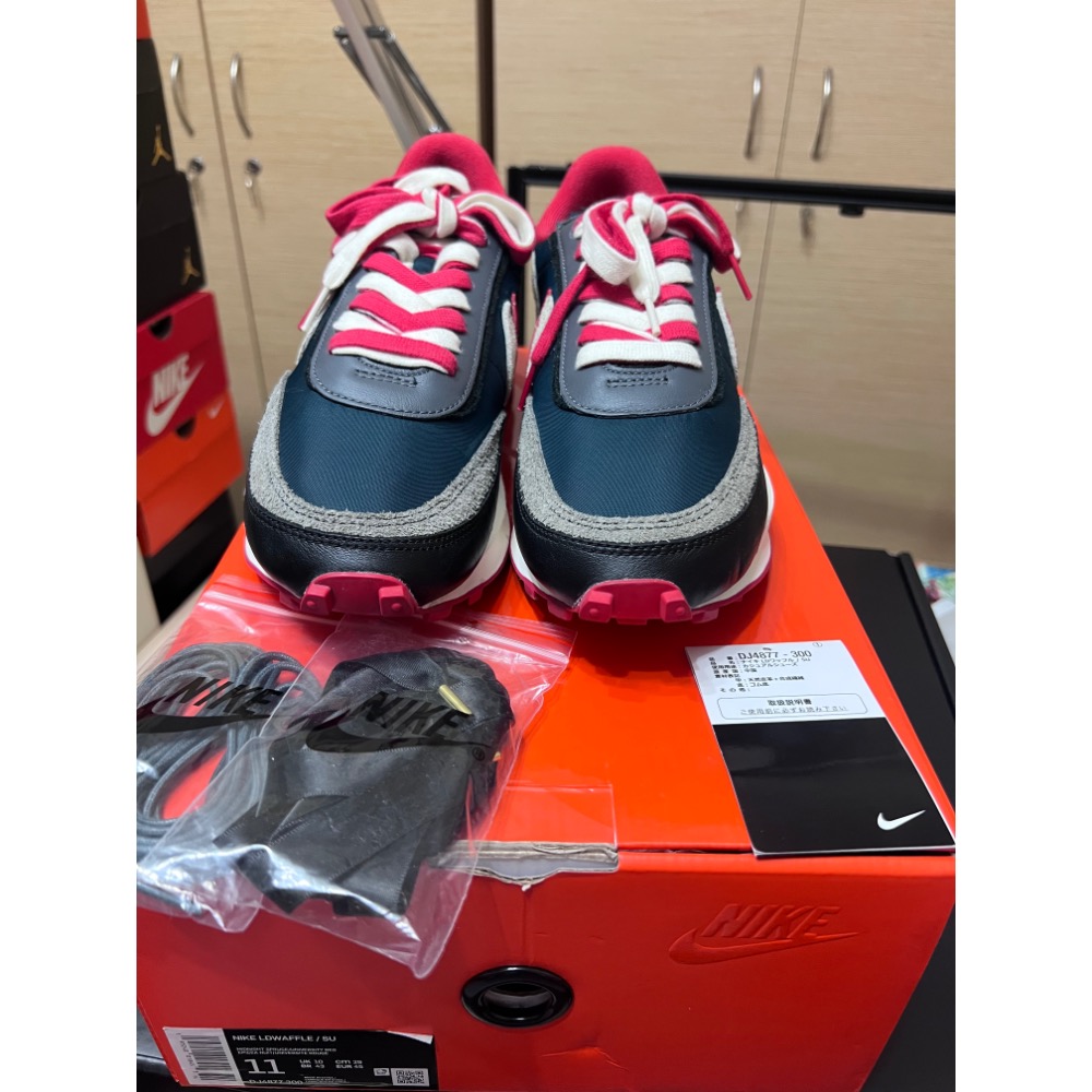 【二手極新】Nike x sacai x UNDERCOVER LDWaffle 深綠紅 US11 三方聯名-細節圖11