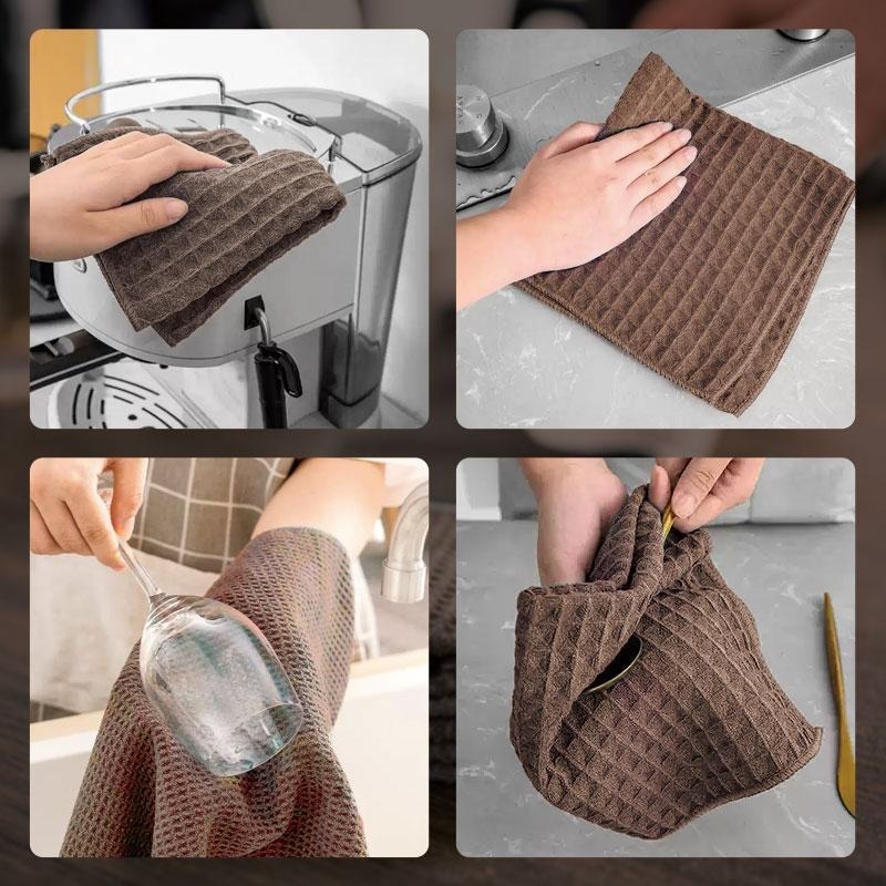 超吸水格子抹布 華夫格吧檯毛巾 家用吸水布 廚房抹布 洗碗布 浴室擦玻璃布 吸水抹布【60402】-細節圖8