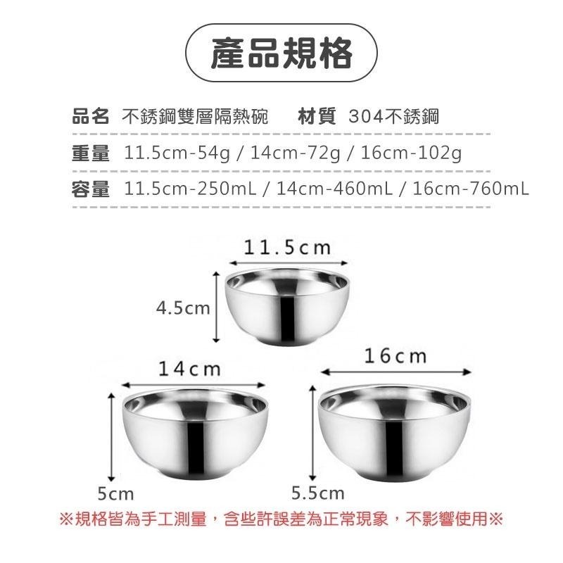 不鏽鋼雙層隔熱碗 防燙碗 廚房用品 廚具 雙層隔熱 外食族 露營 防摔碗 兒童用【10070】-細節圖7