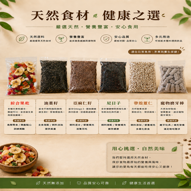 鳥寶繽紛派對餐 天然綜合零食 六種綜合營養零食 鳥用綜合營養零食包鸚鵡零食 鳥飼料 綜合果乾  磨牙點心【20040】-細節圖3