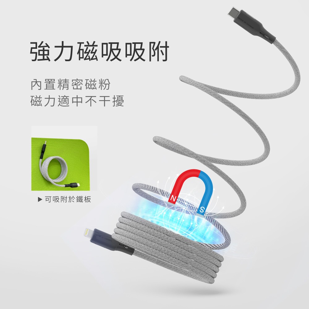 🔹綻藍生活家電🔹 KINYO耐嘉 USB-TYC09 Type-C to Type-C 磁吸秒收充電傳輸線1M-細節圖4