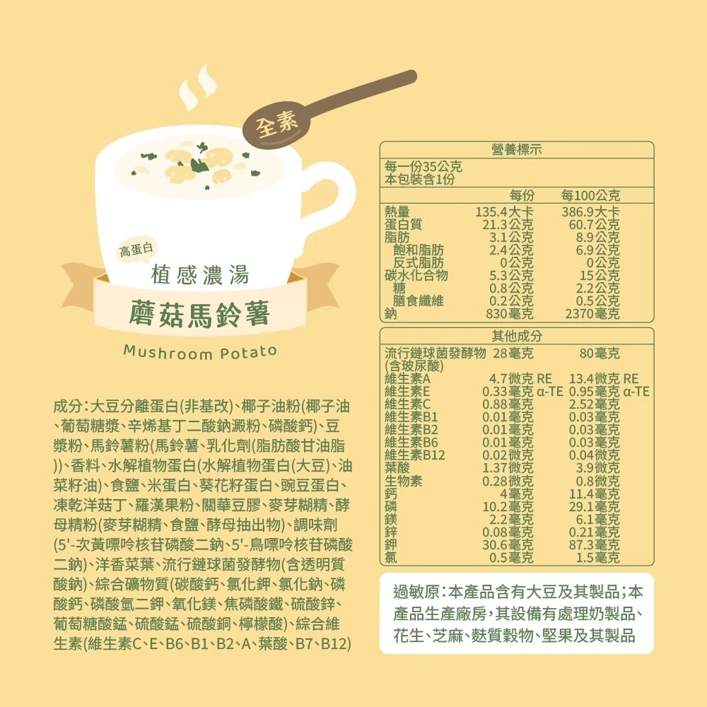 🔹綻藍生活館🔹 彼蛋白 PlantsB 高蛋白植感濃湯 2種口味 隨身包 植物蛋白 高蛋白 素食蛋白 田園玉米 蘑菇-規格圖8