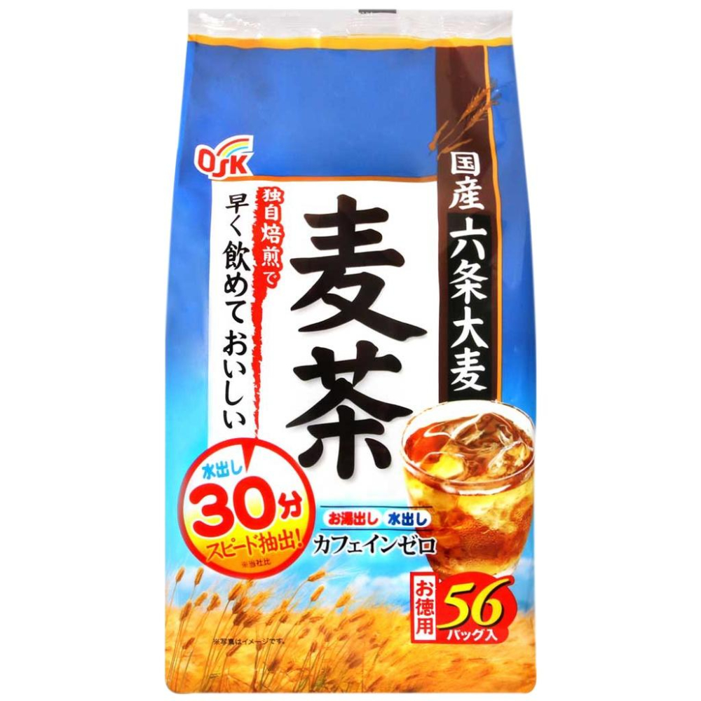 【可批發】日本OSK 小谷穀粉六条麦茶 (56袋入) 零咖啡因 熱沖 冷泡茶 大麥茶 德用麥茶 國產六条大麦 焙茶 煎茶-細節圖2