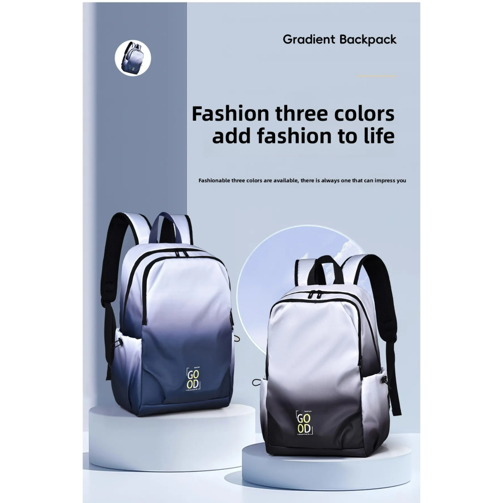 CityGo城市狗 - 大容量漸層後背包 多隔層收納 防潑水電腦包 書包 男包女包 可裝15.6吋筆電 後背包-細節圖2