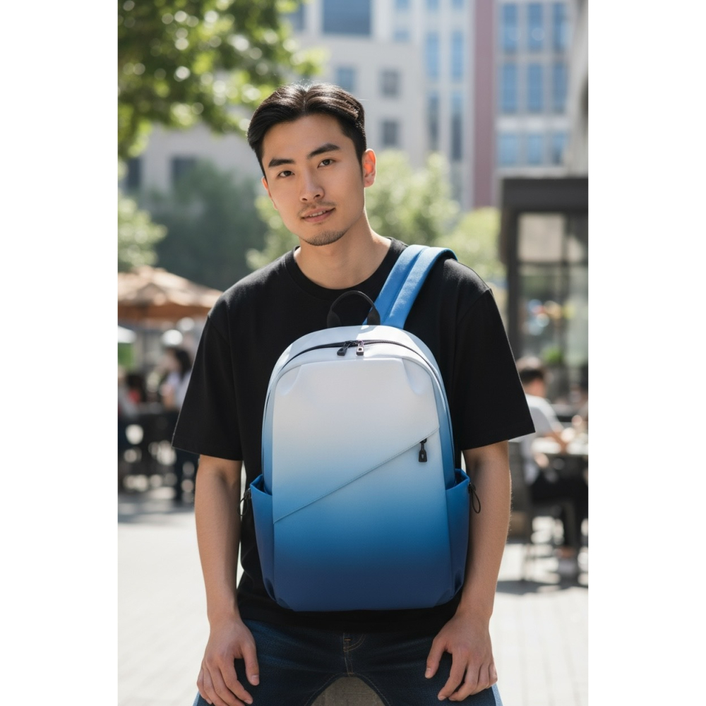 CityGo城市狗 - 大容量漸層後背包 多隔層收納 防潑水電腦包 書包 男包女包 可裝15.6吋筆電 後背包-細節圖9