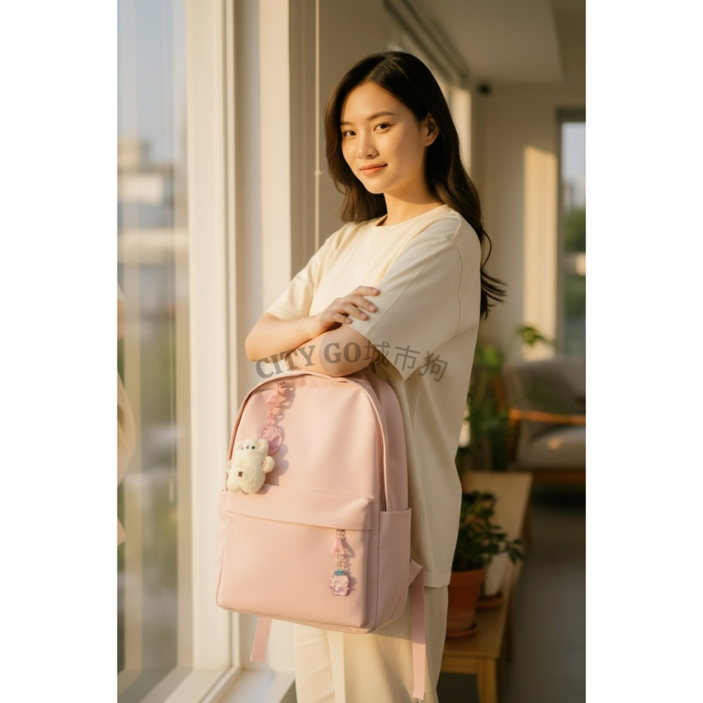 CityGo城市狗 - 韓系INS風 尼龍後背包 防潑水 大容量書包 女生背包 後背包-細節圖2