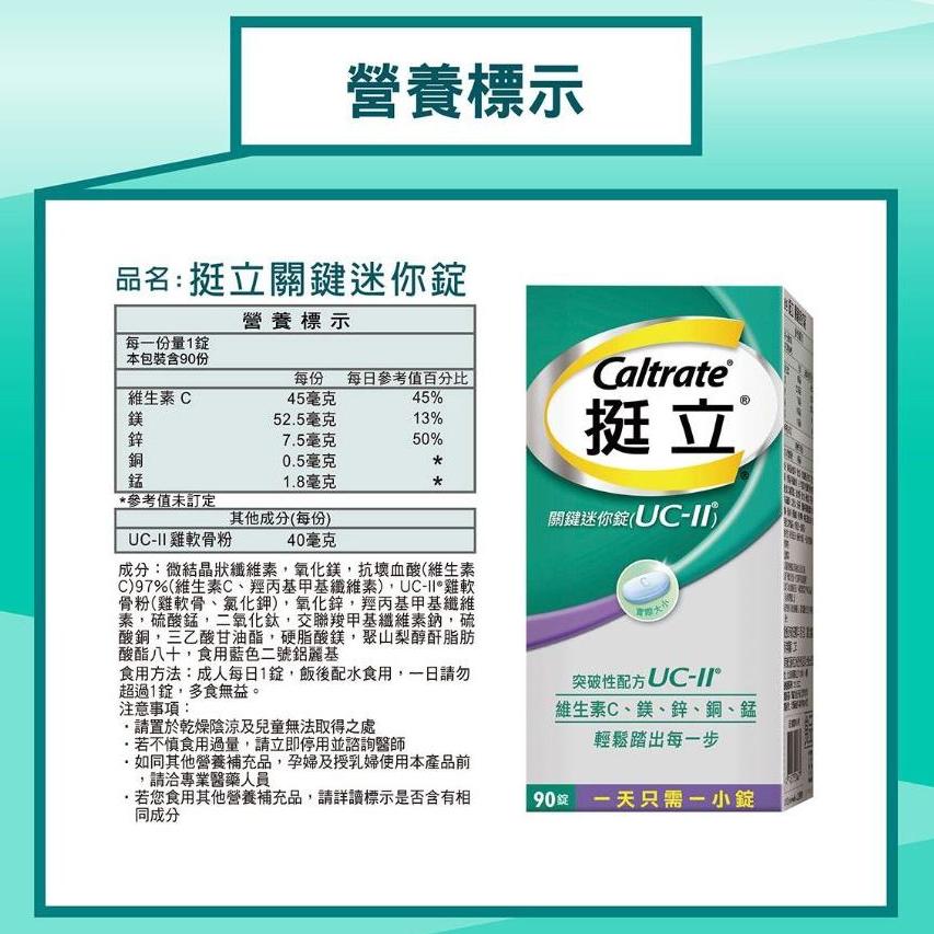 【挺立】UC-II 關鍵迷你錠 50錠 / 90錠-細節圖9