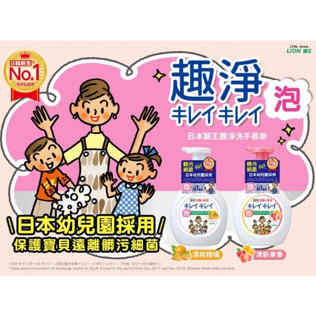 【LION 獅王】趣淨抗菌洗手慕斯（250ml）清爽柑橘 / 清新果香-細節圖2