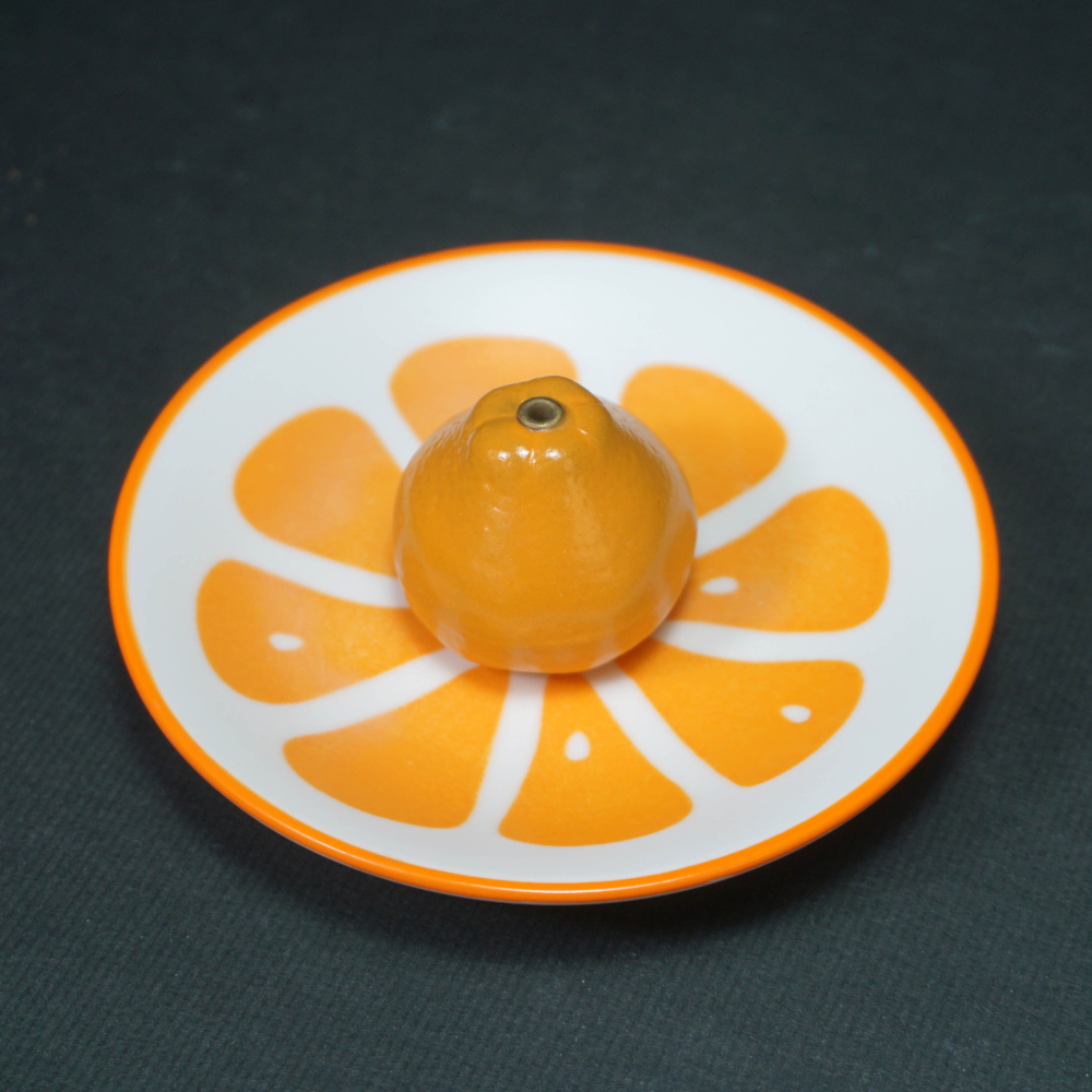 日本線香專用 陶瓷 柚子 蜜柑 文旦 造型 香立 香插 香皿 香立皿 壹柒香舖 香道具 薰香 卧香 香氛 香座 香台-細節圖3