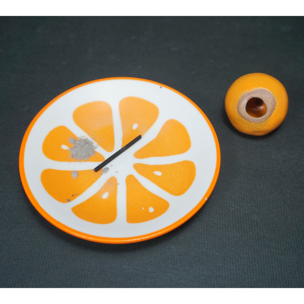 日本線香專用 陶瓷 柚子 蜜柑 文旦 造型 香立 香插 香皿 香立皿 壹柒香舖 香道具 薰香 卧香 香氛 香座 香台-細節圖4