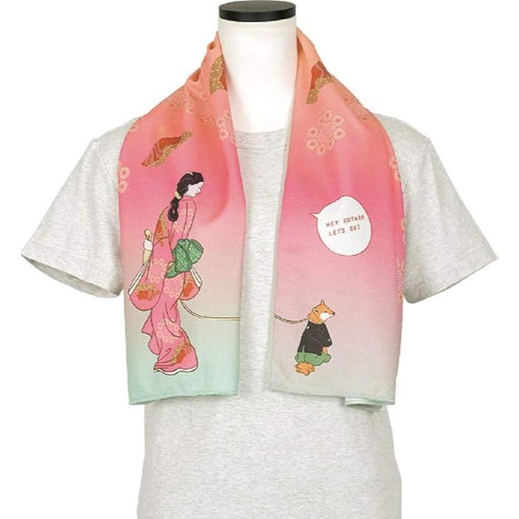 悅荃【LIVHEART】涼感巾浮世繪 抗UV涼感斗篷巾 抗UV 涼感 斗篷巾-細節圖4