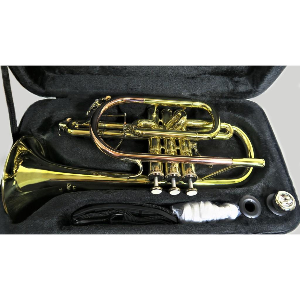 (悅荃)TCN-52 小喇叭 短號 板機短號 磷銅吹口管 高級帆布盒-細節圖4