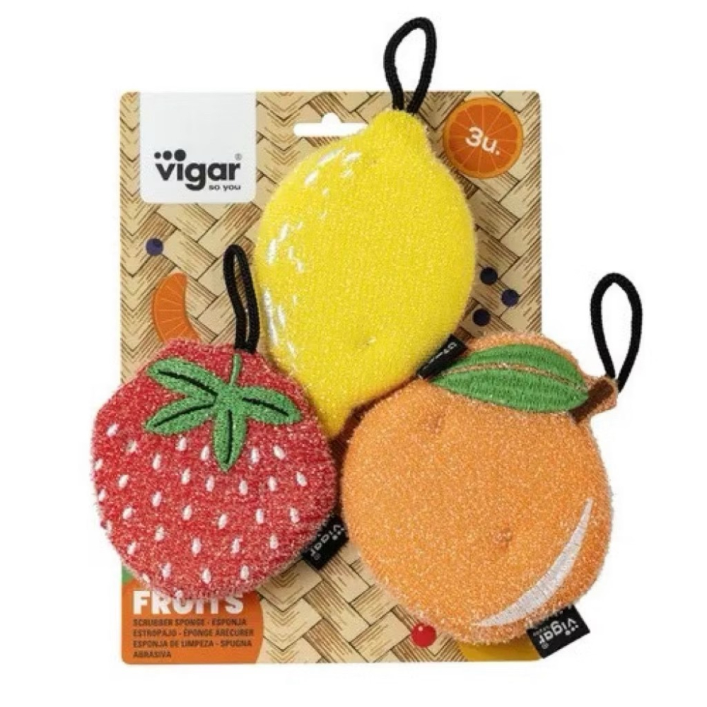 悅荃 【vigar】趣味造型廚房海棉 清潔海綿 童趣 菜瓜布 柔軟海綿 3入一組 (不選款式)-細節圖2
