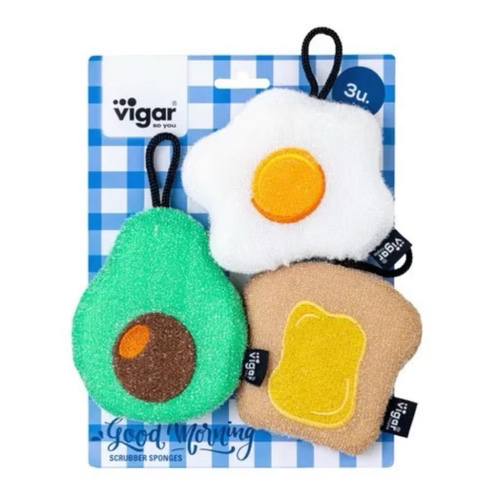 悅荃 【vigar】趣味造型廚房海棉 清潔海綿 童趣 菜瓜布 柔軟海綿 3入一組 (不選款式)-細節圖3