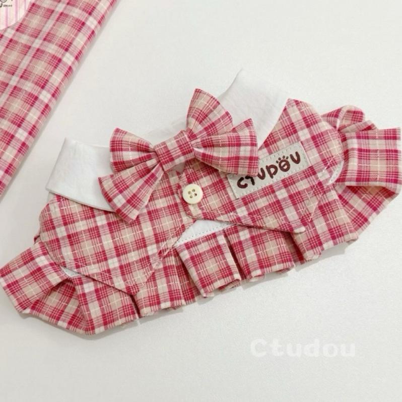 【台灣現貨｜出清特賣】JK風 寵物領巾 手作領巾 寵物口水巾 狗狗圍兜 兔子領巾 貓咪領巾 大狗領巾｜VC寵物服飾-細節圖3