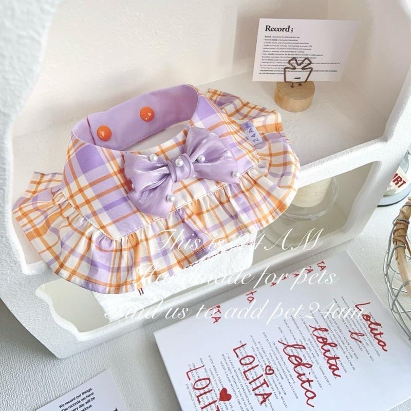 【台灣現貨】 撞色系 寵物領巾 手作領巾 寵物口水巾 狗狗圍兜 兔子領巾 貓咪領巾 大狗領巾 寵物通用｜VC寵物服飾-細節圖2