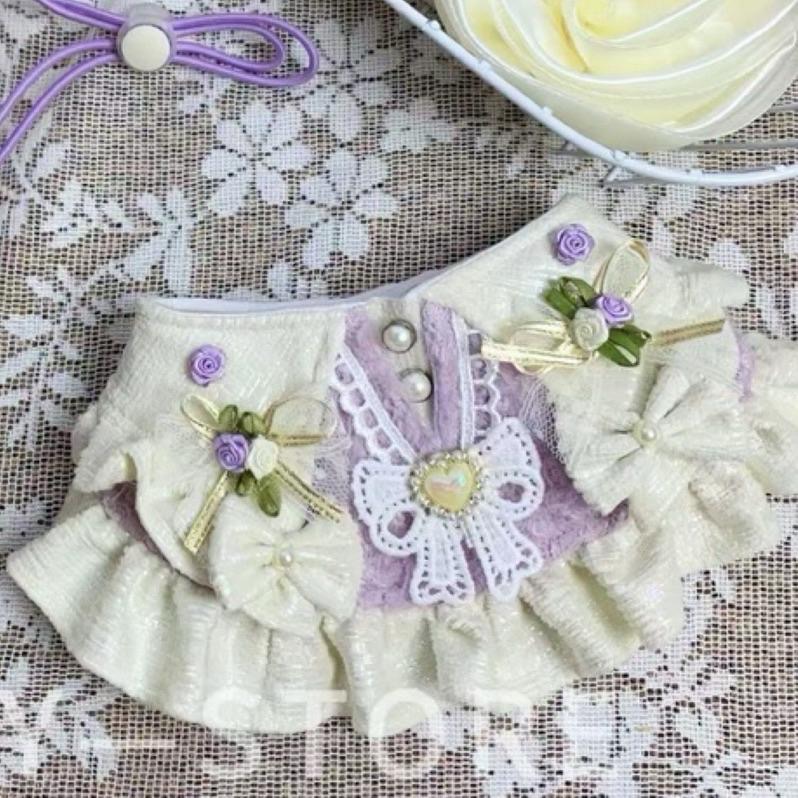 【台灣現貨】 小香風套裝 寵物領巾 手作領巾 寵物口水巾 狗狗圍兜 兔子領巾 貓咪領巾 大狗領巾 ｜VC寵物服飾-細節圖2