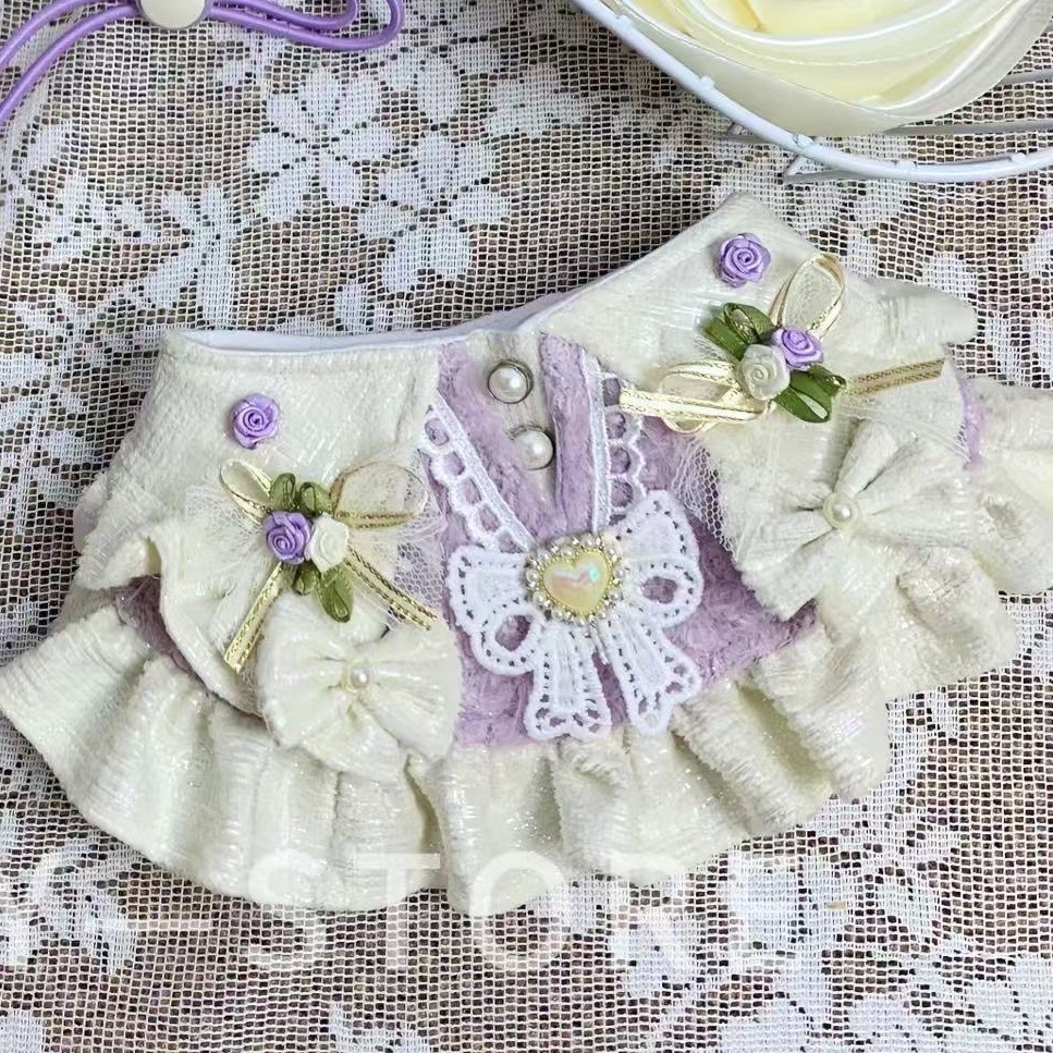 香芋紫蝴蝶結裙擺圍兜