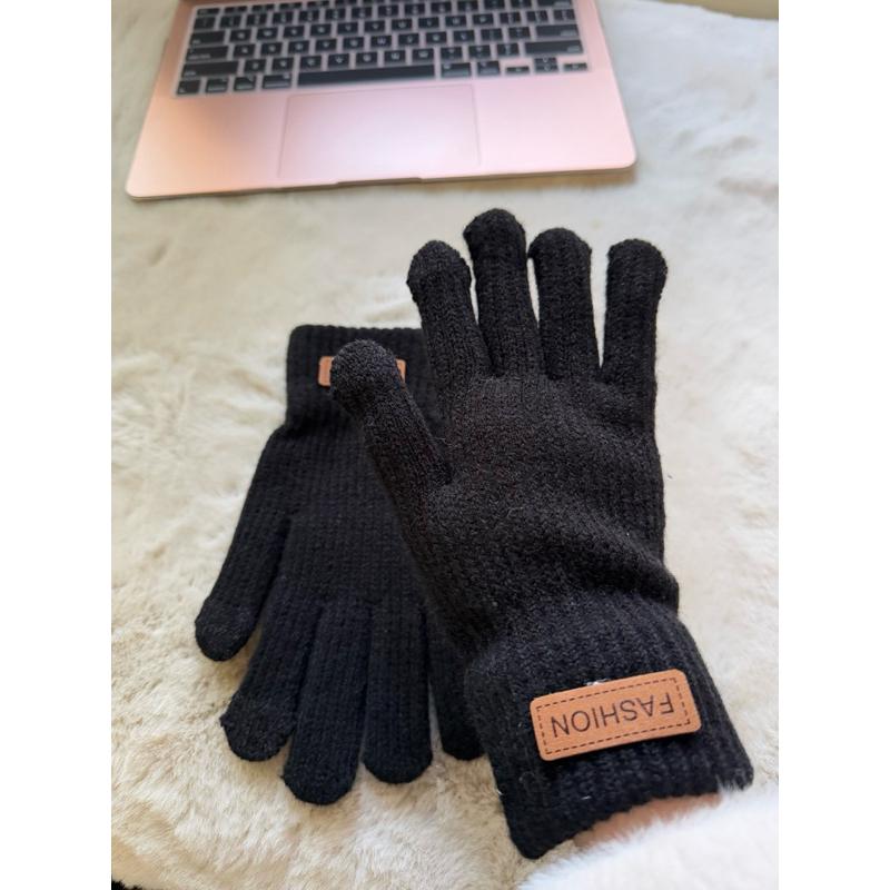 （現貨）加厚加絨手套 可觸屏手套 針織保暖手暖 純色毛絨手套-細節圖7