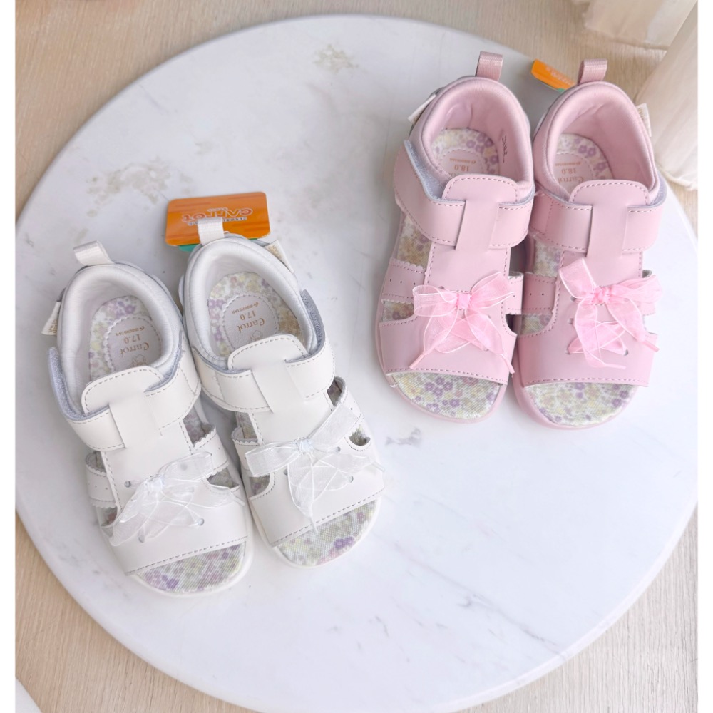 全新moonstar月星涼鞋 蝴蝶結 杏色17 粉色18-細節圖3