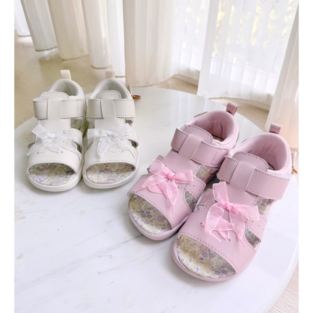 全新moonstar月星涼鞋 蝴蝶結 杏色17 粉色18-細節圖4