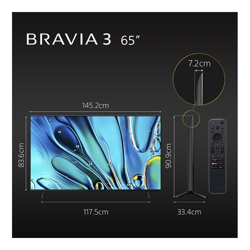 SONY 索尼 ( Y-65S30 ) 65型【BRAVIA 3 系列】4K 智慧顯示器-規格圖2