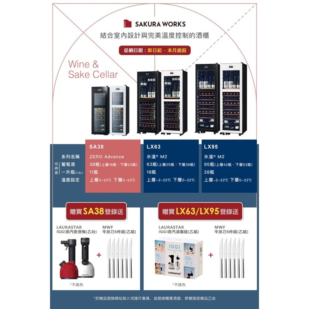 Sakura Works ( SA38 ) ZERO Advance 0℃雙溫酒櫃 -白色 -原廠公司貨-細節圖3