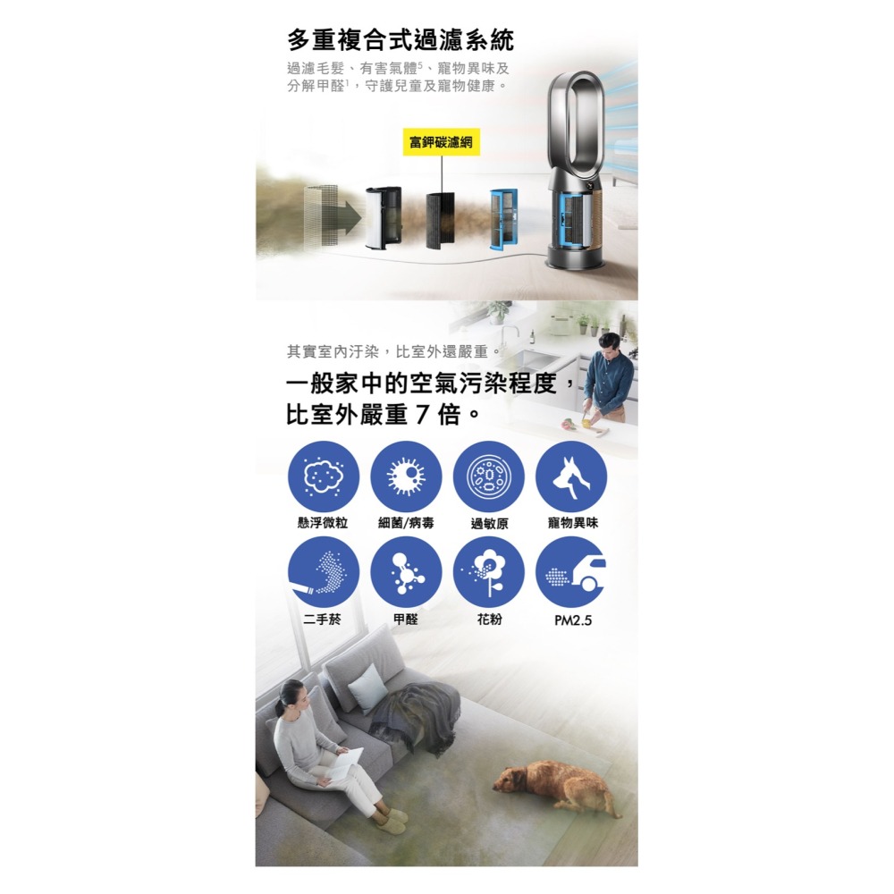 dyson 戴森 ( HP12 ) 甲醛NOx偵測涼暖空氣清淨機 -白金色 -原廠公司貨-細節圖5