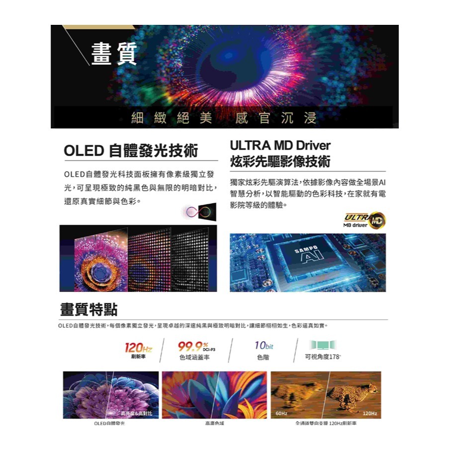 SAMPO 聲寶 ( OLED-55ZW8212 ) 55型【4K UHD OLED】轟天雷聯網液晶顯示器-細節圖5