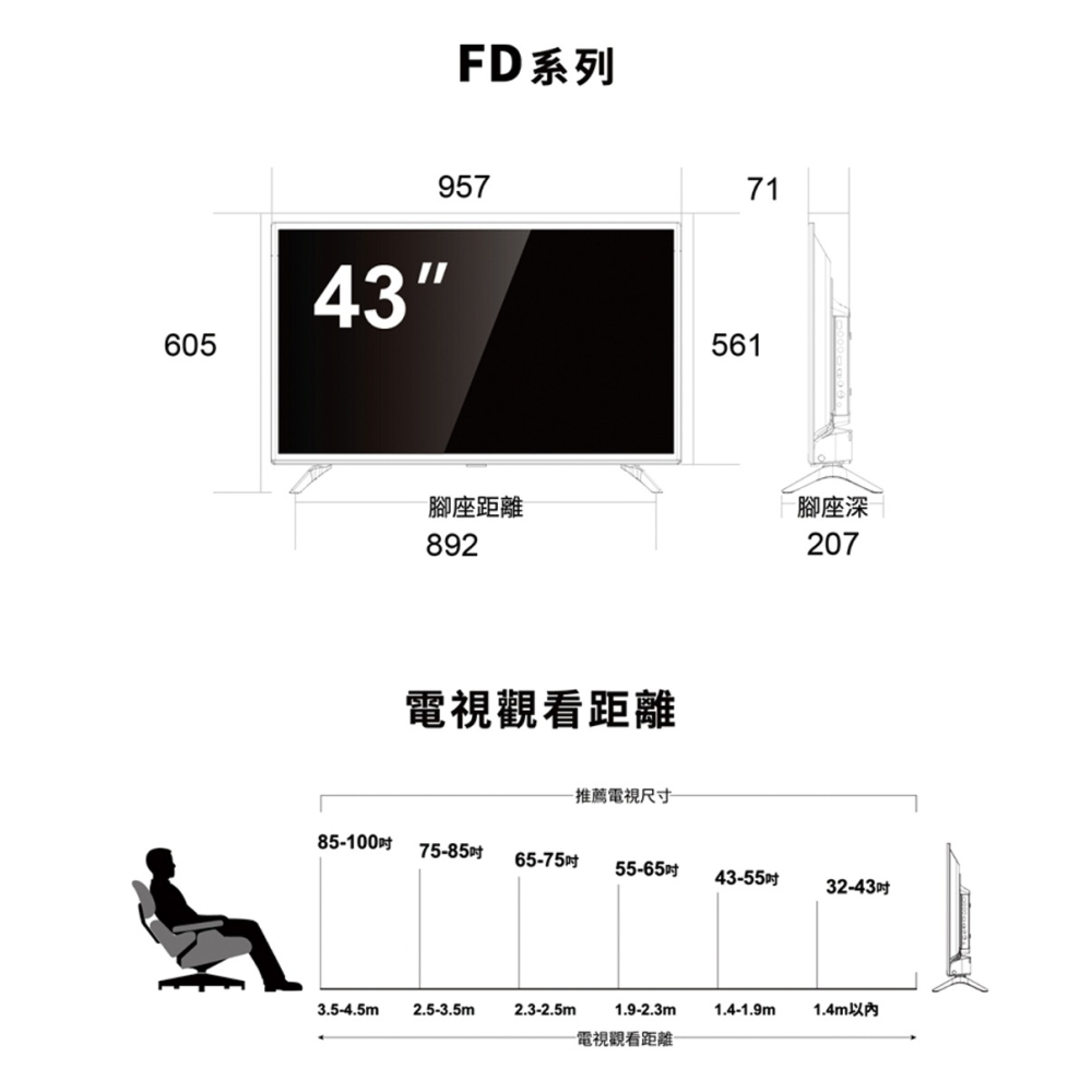 SAMPO 聲寶 ( EM-43FD630 ) 43型【FHD LED】液晶顯示器《送基本安裝、舊機回收》-細節圖8