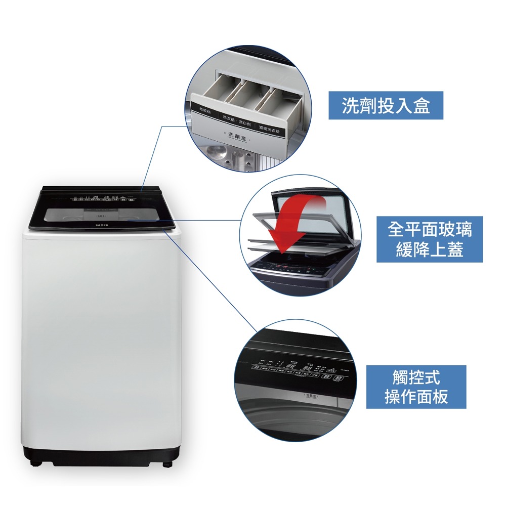 SAMPO 聲寶 ( ES-P16DV/P1 ) 16KG 超震波變頻單槽洗衣機 -典雅粉《送基本安裝、舊機回收》-細節圖5