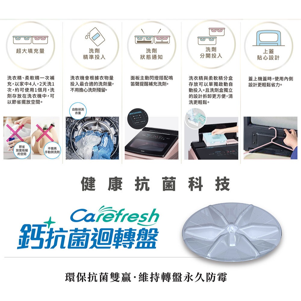 SAMPO 聲寶（ES-P17DAS/S1）17KG 洗劑智慧投入變頻單槽洗衣機 -不鏽鋼《送基本安裝、舊機回收》-細節圖4