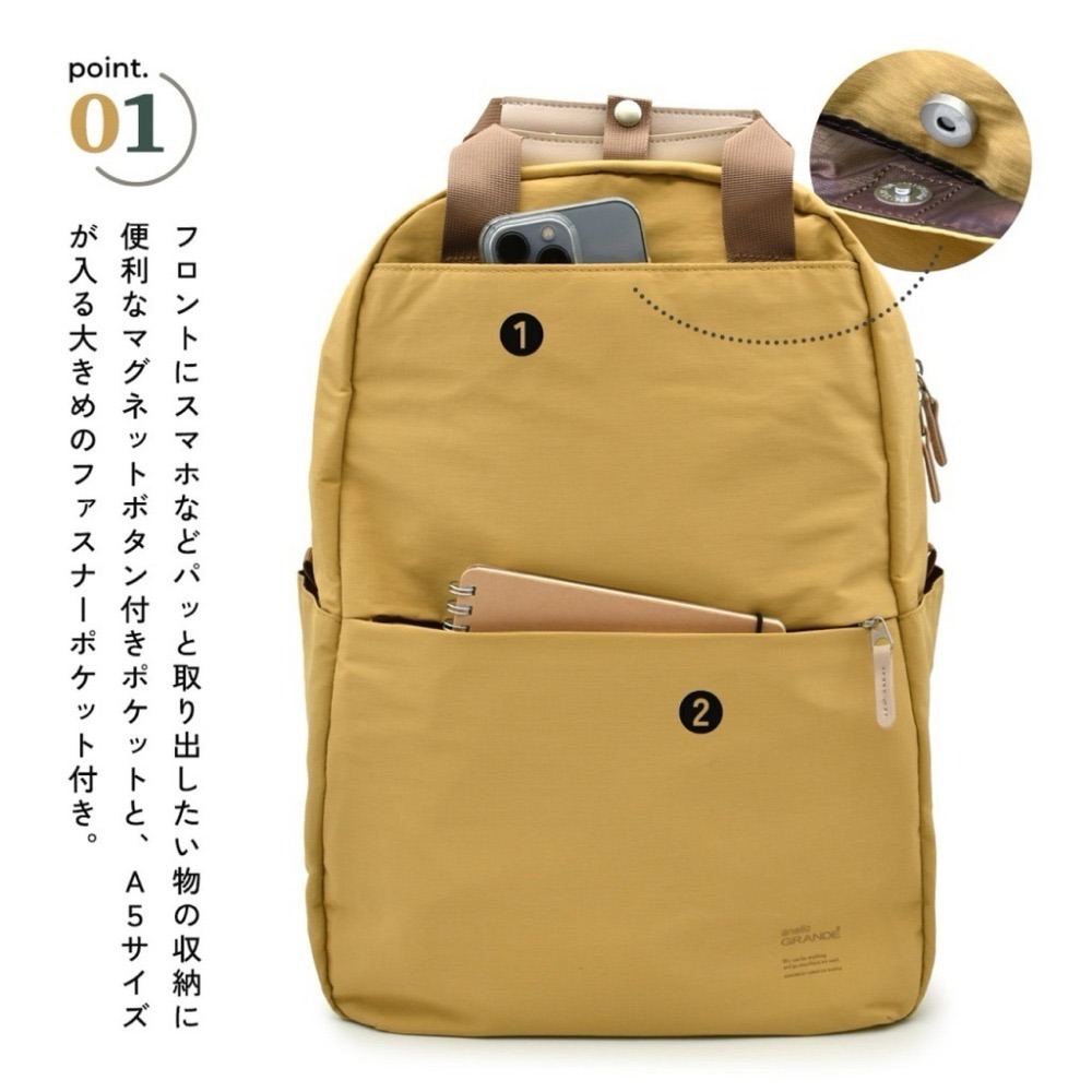 日本代購🇯🇵 anello GRANDE SABLE系列 防水大容量後背包 電腦包 旅行包 GTM0971-細節圖2