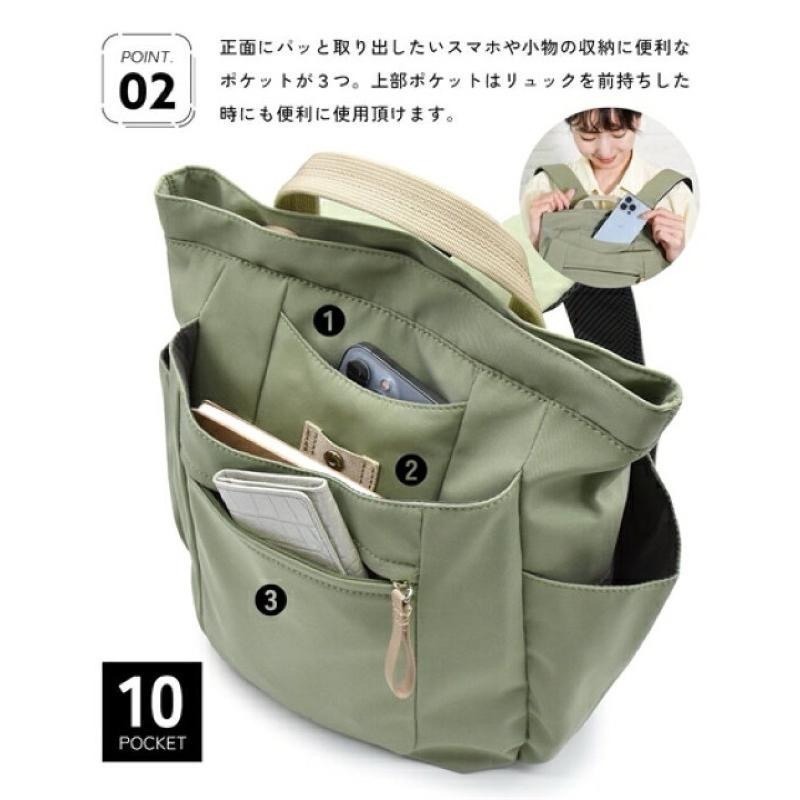 日本代購🇯🇵 Anello Grande 防潑水後背包 大容量後背包 莫蘭迪色 可套行李箱拉桿 3way GHN1094-細節圖3