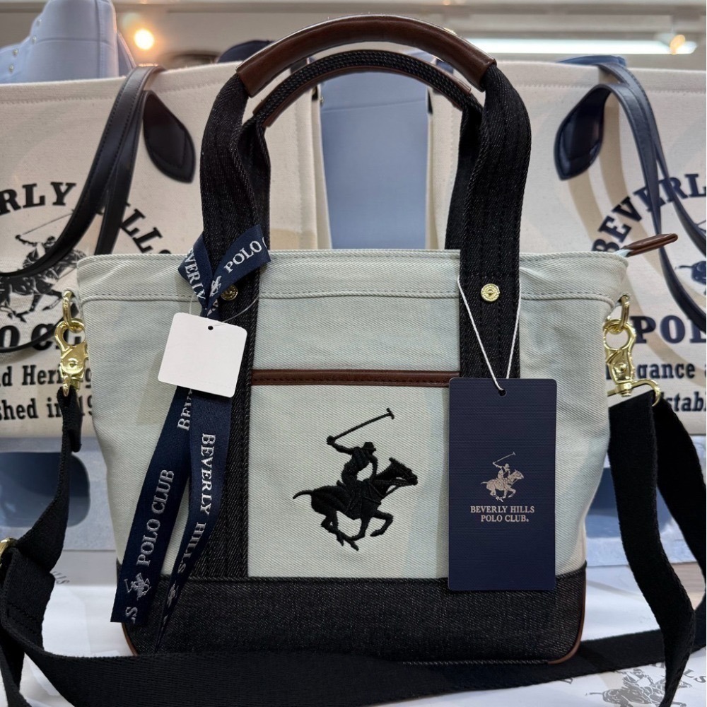 日本代購🇯🇵 BEVERLY HILLS POLO CLUB polo托特包 手提包 斜背包 2way皮革 帆布小款-規格圖9