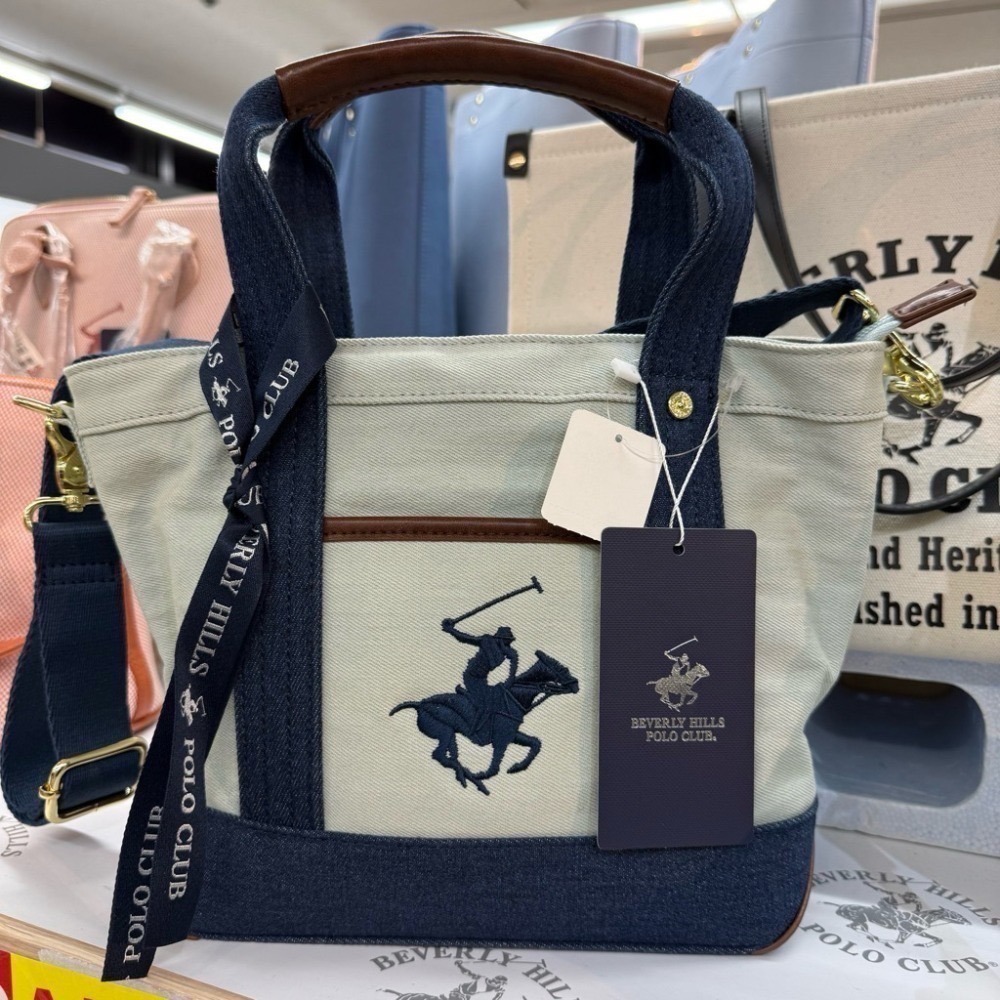 日本代購🇯🇵 BEVERLY HILLS POLO CLUB polo托特包 手提包 斜背包 2way皮革 帆布小款-規格圖9