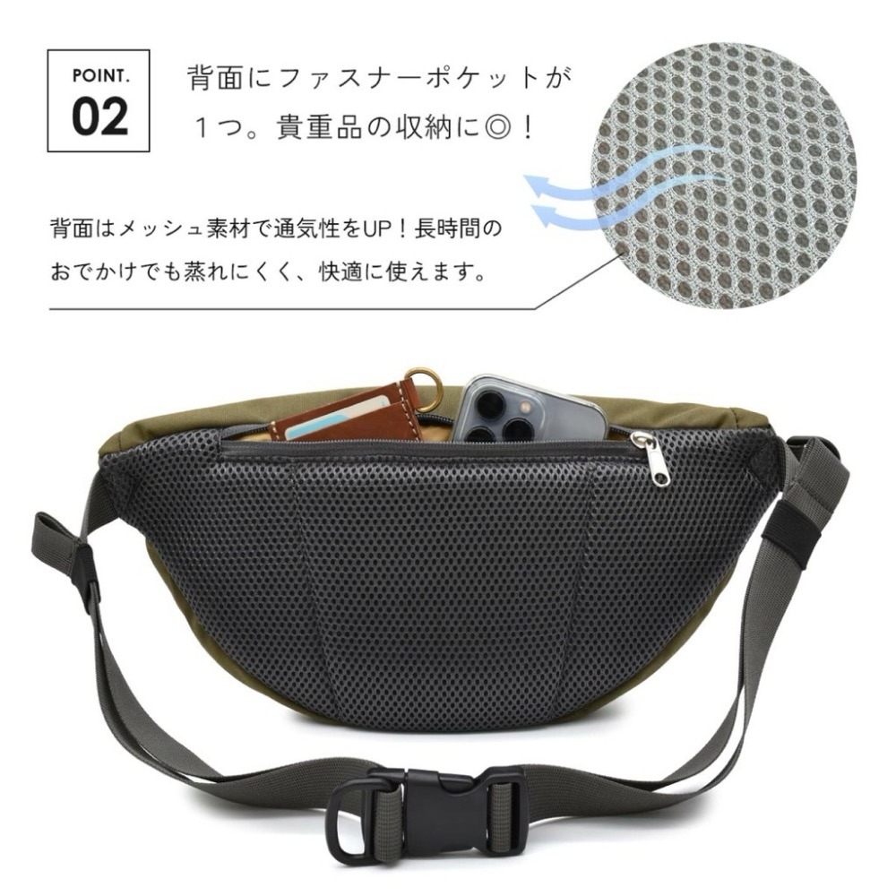 日本代購🇯🇵 Anello Grande 防潑水腰包 大容量胸包 兩用斜背包 2way 男女通用GTM0455-細節圖3