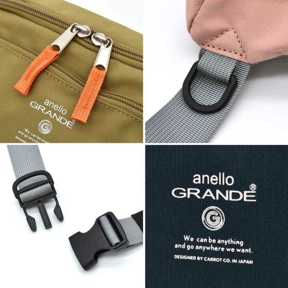 日本代購🇯🇵 Anello Grande 防潑水腰包 大容量胸包 兩用斜背包 2way 男女通用GTM0455-細節圖6