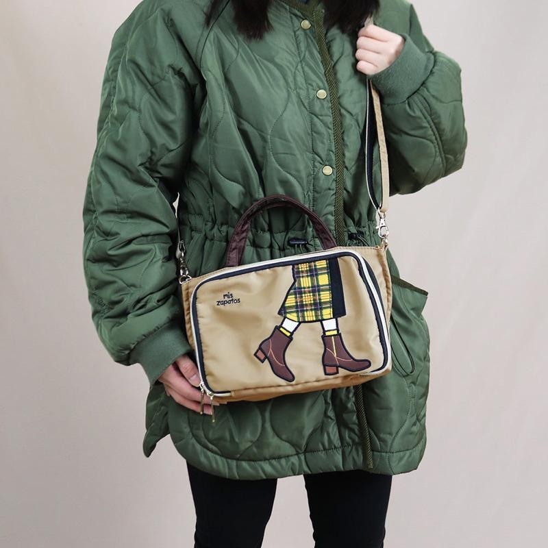 限時出清🇯🇵 mis zapatos 美腿包 2way 防水斜背包 手提包 尼龍側背包 肩背包 單肩包-細節圖3