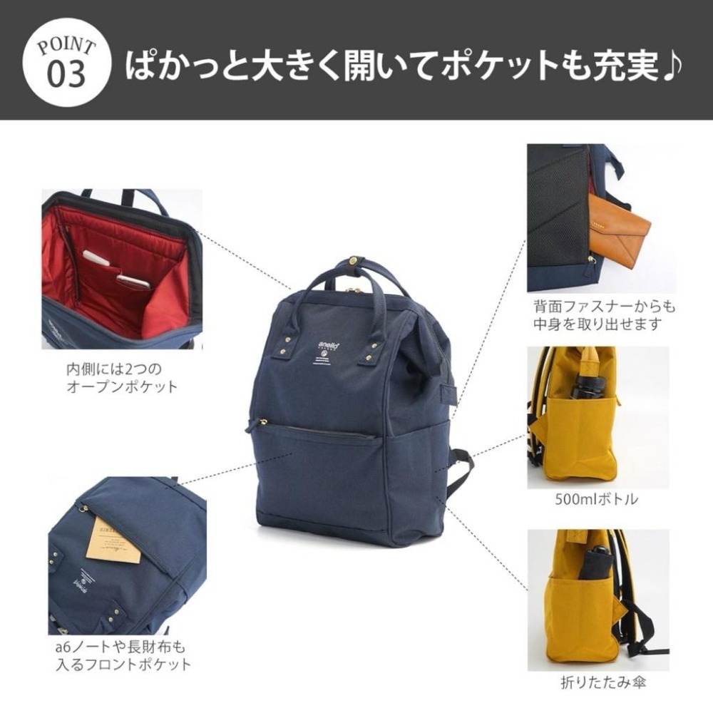 日本代購🇯🇵 anello 輕量後背包 Regular size金口後背包 防水 防災背包可放A4GUB3013Z-細節圖5