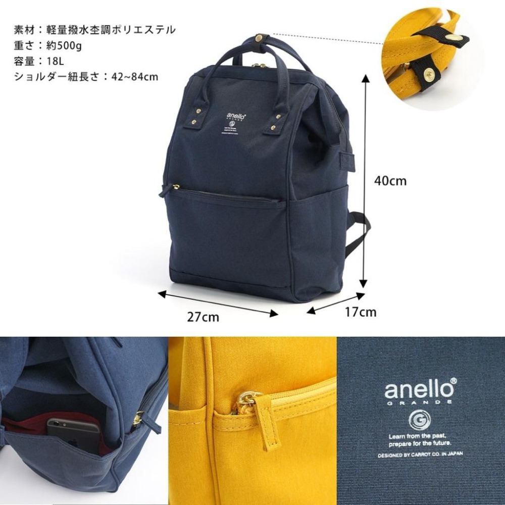 日本代購🇯🇵 anello 輕量後背包 Regular size金口後背包 防水 防災背包可放A4GUB3013Z-細節圖8