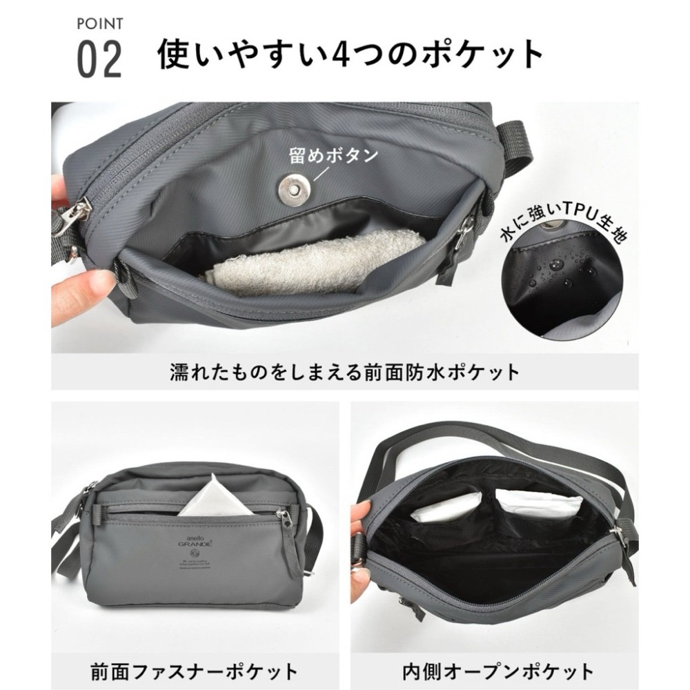 日本代購🇯🇵  anello GRANDE 多機能防潑水單肩包 防盜迷你斜背包霧面側背包啞光肩背包 GTM0991-細節圖3