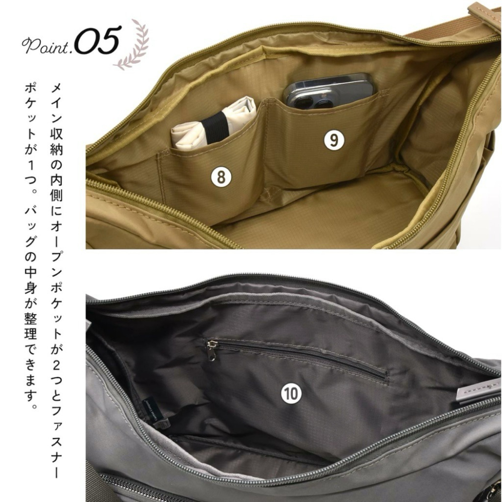 日本代購🇯🇵 anello Grande雙面防潑水大容量斜背包 多層收納肩背包A4側背包休閒旅遊包 GGY0152-細節圖6