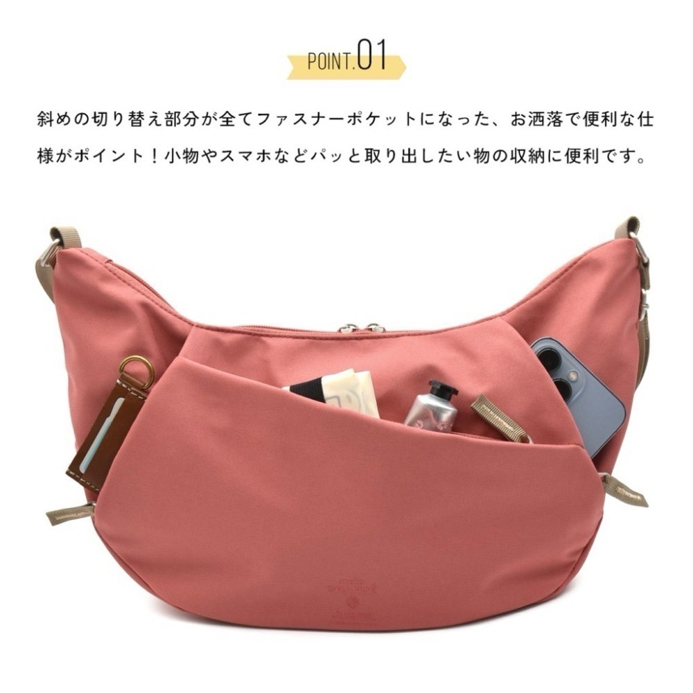 日本代購🇯🇵 anello Grande 雙面防潑水牛角包輕量水餃包大容量斜背包腰包胸包肩背包單肩包GHH3601-細節圖3