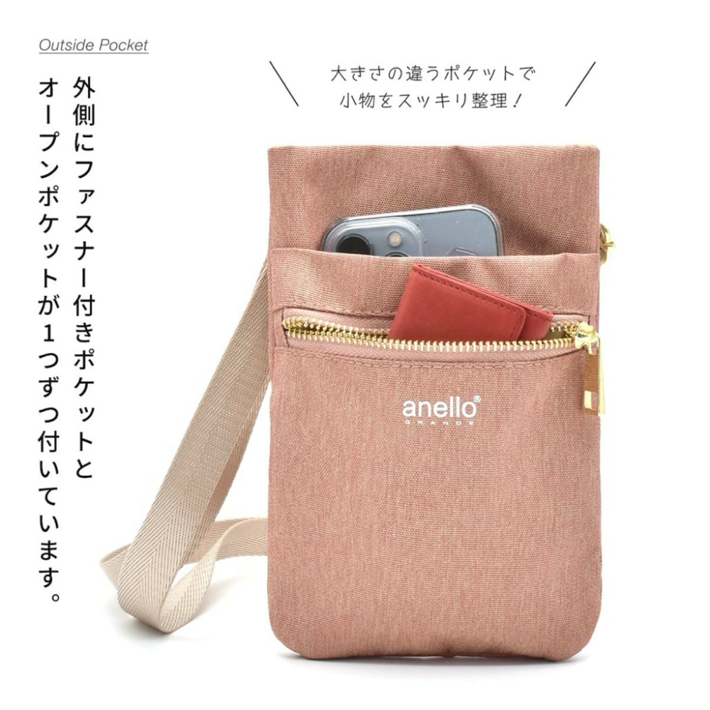 日本代購🇯🇵 anello GRANDE 防潑水迷你單肩包 側背包 副包小包 斜背包手機袋迷你肩背包GTM0422-細節圖5