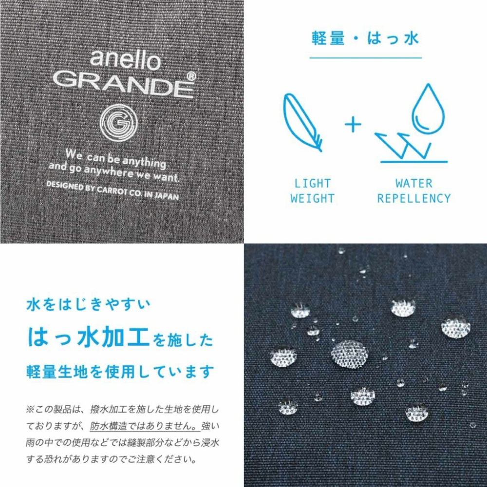 日本代購🇯🇵 anello Grande 輕量防潑水牛角包 大容量斜背包水餃包GTB4769 腰包胸包肩背包單肩包-細節圖3