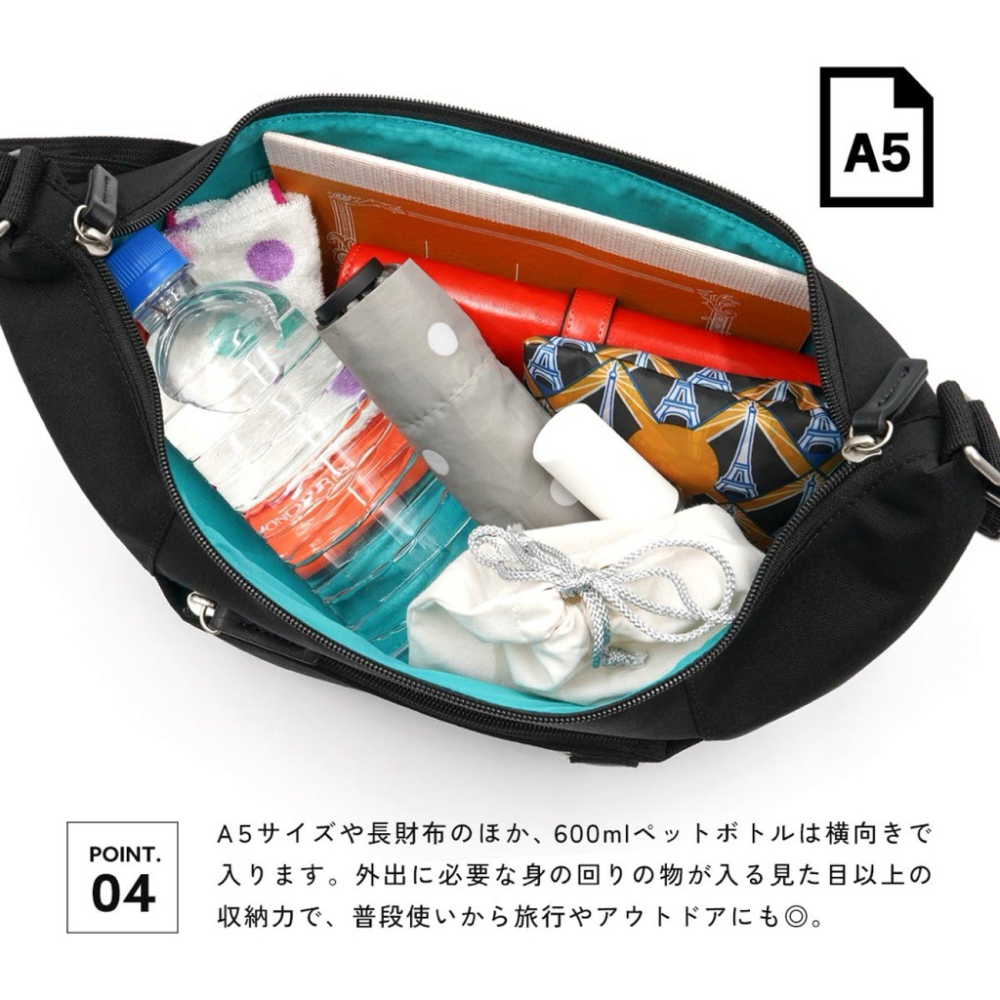 日本代購🇯🇵 anello Grande 輕量防潑水牛角包 大容量斜背包水餃包GTB4769 腰包胸包肩背包單肩包-細節圖7