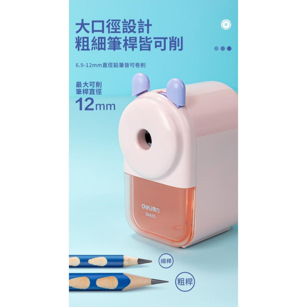 RL生活文具 Deli 得力 大小通吃削鉛筆機 0642D //104x103x54mm-細節圖4
