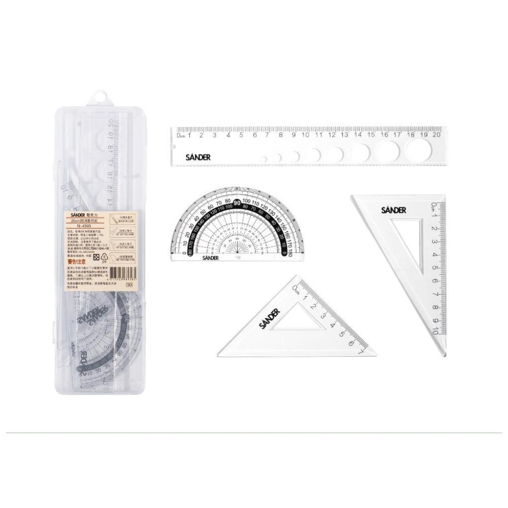 RL生活文具 壓克力20CM洞洞套尺組 套尺 學生用品 考試用品 聖得N-4505-細節圖2