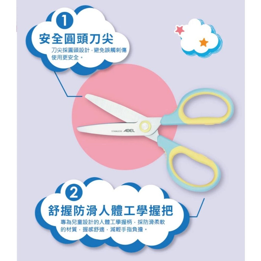 【爆款台灣現貨】 剪刀 兒童剪刀 不沾膠 省力舒握 勻朵兒童剪刀 60078 ABEL力大牌 RL生活文具-細節圖3